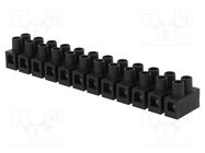 Terminal block; screw terminal; 6mm2; 400V; 41A; ways: 12; black SIMET