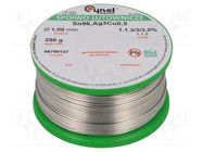 Soldering wire; tin; Sn96,5Ag3Cu0,5; 1mm; 250g; lead free; reel CYNEL