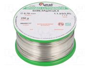 Tin; lead free; Sn96,5Ag3Cu0,5; 700um; 250g; reel; 217÷220°C; 3% CYNEL
