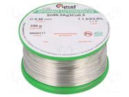 Tin; lead free; Sn96,5Ag3Cu0,5; 500um; 250g; reel; 217÷219°C; 3% CYNEL