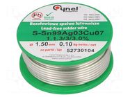 Tin; lead free; Sn99Ag0,3Cu0,7; 1.5mm; 100g; reel; 216÷227°C; 3% CYNEL