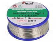 Tin; lead free; Sn99Ag0,3Cu0,7; 560um; 100g; reel; 216÷227°C; 3% CYNEL