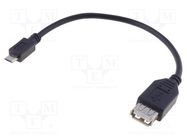 Cable; OTG,USB 2.0; USB A socket,USB B micro plug; 0.2m; black 