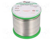 Tin; lead free; Sn96,5Ag3Cu0,5; 1.5mm; 500g; reel; 217÷219°C; 3% CYNEL