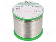 Tin; lead free; Sn96,5Ag3Cu0,5; 1.5mm; 500g; reel; 217÷220°C; 3% CYNEL