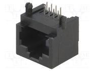 RJ45; socket; PIN: 8; Layout: 8p8c; on PCBs; THT; angled 90° KEYSTONE