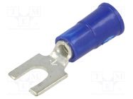 Tip: fork; M3,5; Ø: 3.66mm; crimped; for cable; insulated; blue KEYSTONE