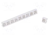 Marker; push-in; white; PVC; 250pcs; 4.5mm; Marking: 21-30 POKÓJ