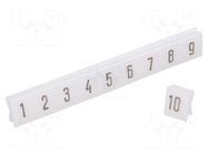 Marker; white; Width: 4.5mm; PVC; Marking: 1-10; -30÷100°C; push-in POKÓJ