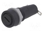 Fuse holder; 5x20mm; 10A; on panel; black; 250VAC; UL94V-0; 5mΩ Stelvio Kontek