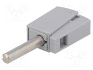 Connector: 4mm banana; plug; 20A; 42V; grey; non-insulated; 40mm WAGO