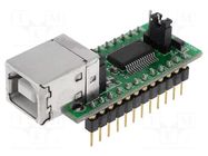 Module: USB; FIFO; -40÷85°C; 3.3÷5.5VDC; DIP24,USB B FTDI
