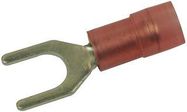 TERMINAL, SPADE/FORK, #10, CRIMP, RED