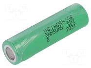 Re-battery: Li-Ion; 18650,MR18650; 3.6V; 2.5Ah; Ø18.3x65mm; 20A SAMSUNG SDI