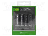 Re-battery: Ni-MH; AAA,R3; 1.2V; 800mAh; ReCYKO PRO; Ø10.5x44.5mm GP