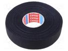 Tape: textile; W: 25mm; L: 25m; Thk: 0.25mm; Automotive; rubber; black TESA