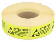 Self-adhesive label; ESD; L: 25mm; W: 45mm; 1000pcs. EUROSTAT GROUP