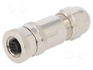 Connector: M12; plug; PIN: 4; female; 250V; straight; IP67; for cable TE Connectivity