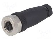Connector: M12; plug; PIN: 5; female; 60V; straight; IP67; for cable TE Connectivity