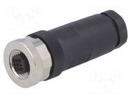 Connector: M12; plug; PIN: 5; female; 60V; straight; IP67; for cable TE Connectivity