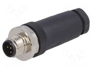 Connector: M12; plug; PIN: 5; male; 60V; straight; IP67; for cable TE Connectivity