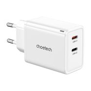 Choetech PD6013, GaN, 2x USB-C, PD65W network charger (white), Choetech