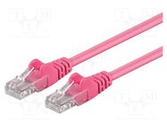 Patch cord; U/UTP; 5e; stranded; CCA; PVC; pink; 0.25m; 27AWG Goobay