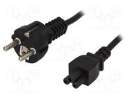 Cable; 3x0.75mm2; CEE 7/7 (E/F) plug,IEC C5 female; PVC; 1.8m 