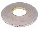 Tape: fixing; W: 12mm; L: 33m; Thk: 0.6mm; acrylic; grey 3M