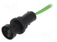 Indicator: LED; recessed; green; 230VAC; Ø10mm; IP20; cables; 300mm ELPROD