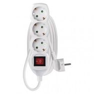 Extension Cord 2 m / 3 sockets / switch / white / PVC / 1 mm2, EMOS