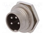 Connector: M16; socket; male; soldering; for panel mounting; PIN: 4 AMPHENOL