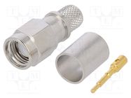 Connector: SMA; plug; male; straight; 50Ω; crimped; for cable; PTFE 