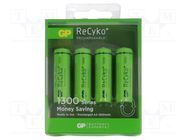 Re-battery: Ni-MH; AA; 1.2V; 1300mAh; ReCyko+; Ø14.5x50.5mm; 130mA GP