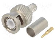 Connector: BNC; plug; male; straight; 50Ω; crimped; for cable; PTFE TELEGÄRTNER