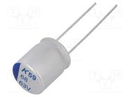 Capacitor: polymer; low ESR; 68uF; 63VDC; ESR: 47mΩ; THT; ±20%; 2000h KEMET