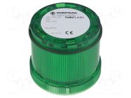 Module: light signaller; green; LED; 24VDC; IP65; Ø70x65.5mm WERMA