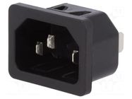 Connector: AC supply; socket; male; 10A; 250VAC; C14 (E); 6100-4 SCHURTER