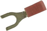 TERMINAL, FORK TONGUE, #10, RED, 18AWG