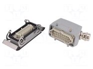 Connector: HDC; male + female; HE; PIN: 16; 16A; 500V; 16+PE; size 6 WEIDMÜLLER