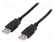 Cable; USB 2.0; USB A plug,both sides; nickel plated; 5m; black BQ CABLE