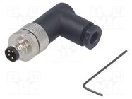 Connector: M8; male; PIN: 4; angled 90°; unshielded; for cable; plug 