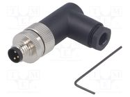 Connector: M8; male; PIN: 3; angled 90°; unshielded; for cable; plug 