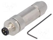 Connector: M8; male; PIN: 4; 30V; IP67; straight; shielded; for cable TE Connectivity
