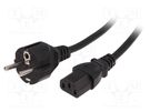 Cable; 3x1mm2; CEE 7/7 (E/F) plug,IEC C13 female; PVC; 1.5m; 16A LIAN DUNG