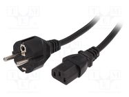 Cable; 3x1mm2; CEE 7/7 (E/F) plug,IEC C13 female; PVC; 5m; black LIAN DUNG