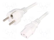 Cable; 3x1mm2; CEE 7/7 (E/F) plug,IEC C13 female; PVC; 5m; white LIAN DUNG