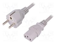 Cable; 3x1mm2; CEE 7/7 (E/F) plug,IEC C13 female; PVC; 1.5m; grey LIAN DUNG