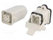 Connector: HDC; male + female; S-A; PIN: 4; 3+PE; size 3A; straight MOLEX