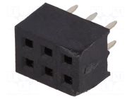 Connector: pin strips; socket; female; PIN: 6; THT; straight; 2mm CONNFLY